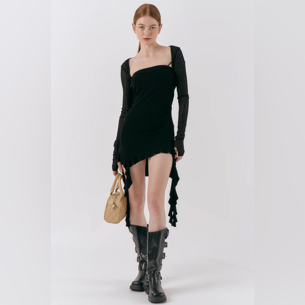 Storets Mindy Ruffled Jersey Dress and shrug